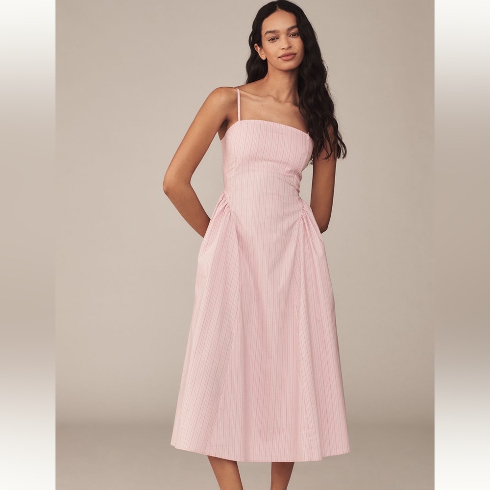 Maeve Pink Striped Midi Dress
